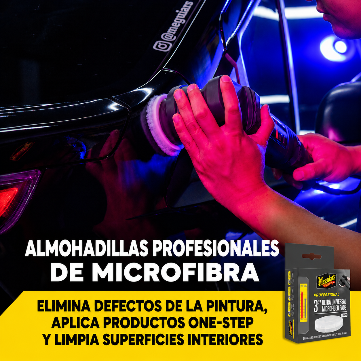 MEGUIAR'S PROFESSIONAL 3" MICROFIBER PAD - Pack 3ud